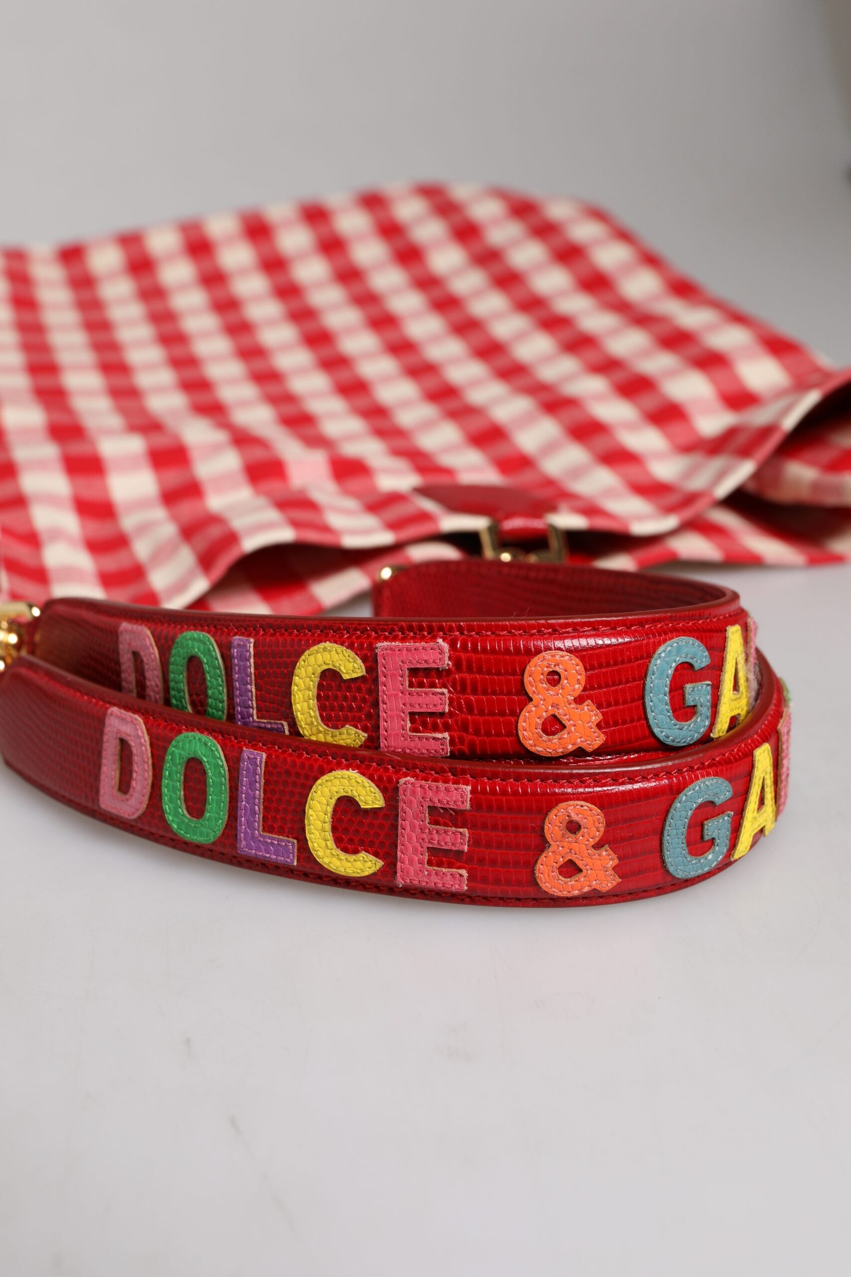Dolce & Gabbana Red rhinestone-embellished I Love Pizza bag